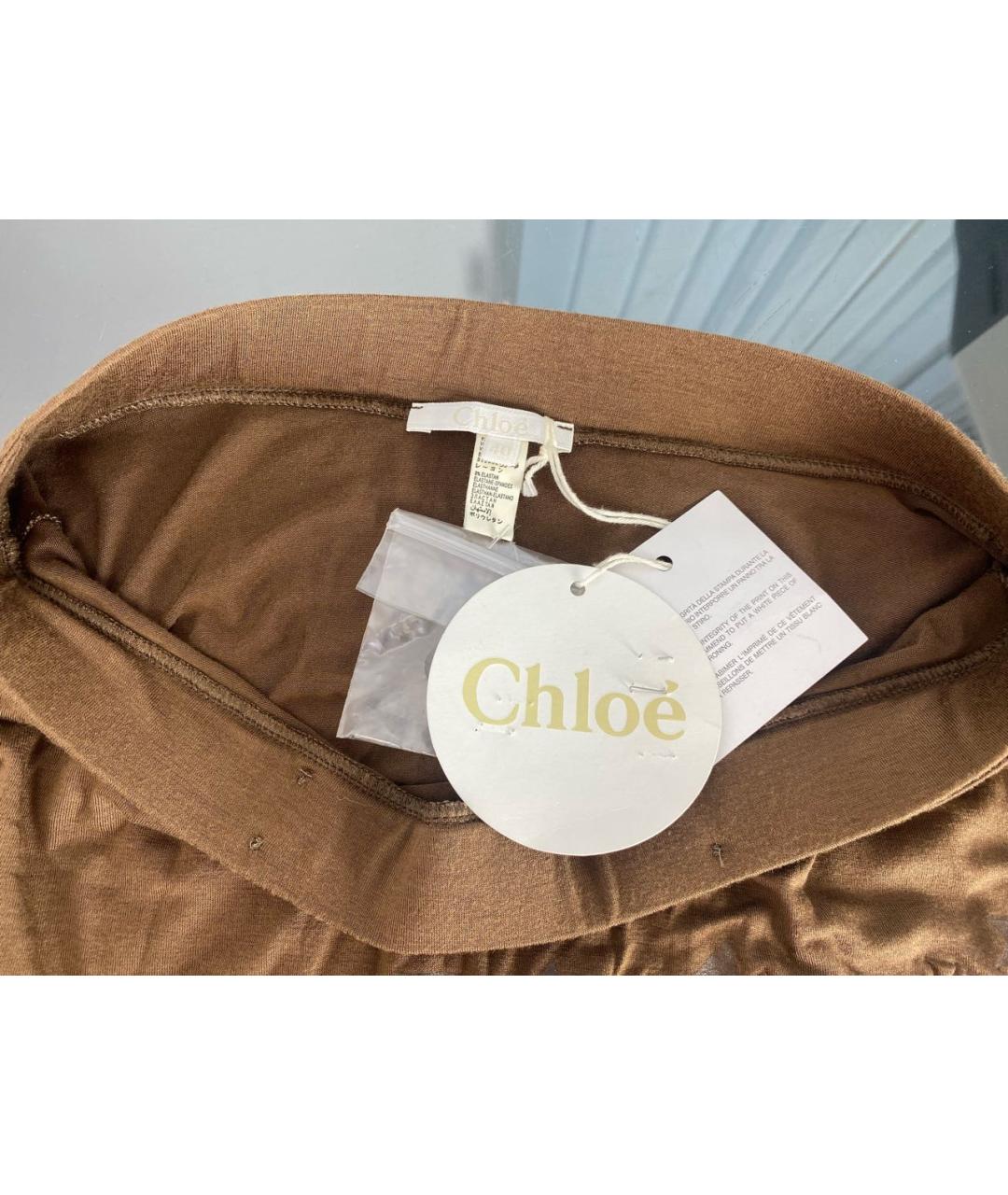 CHLOE Коричневая вискозная юбка мини, фото 3