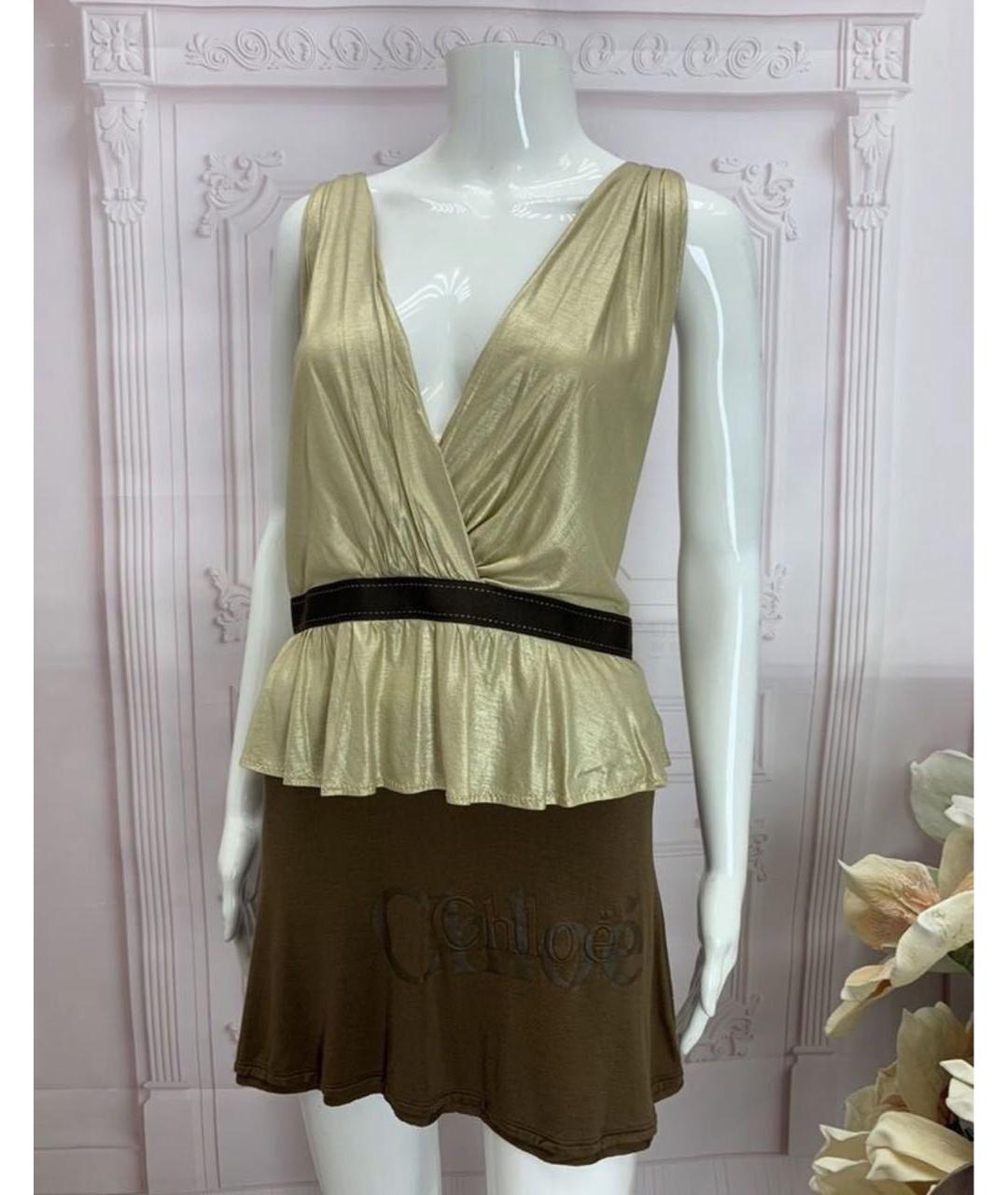 CHLOE Коричневая вискозная юбка мини, фото 8