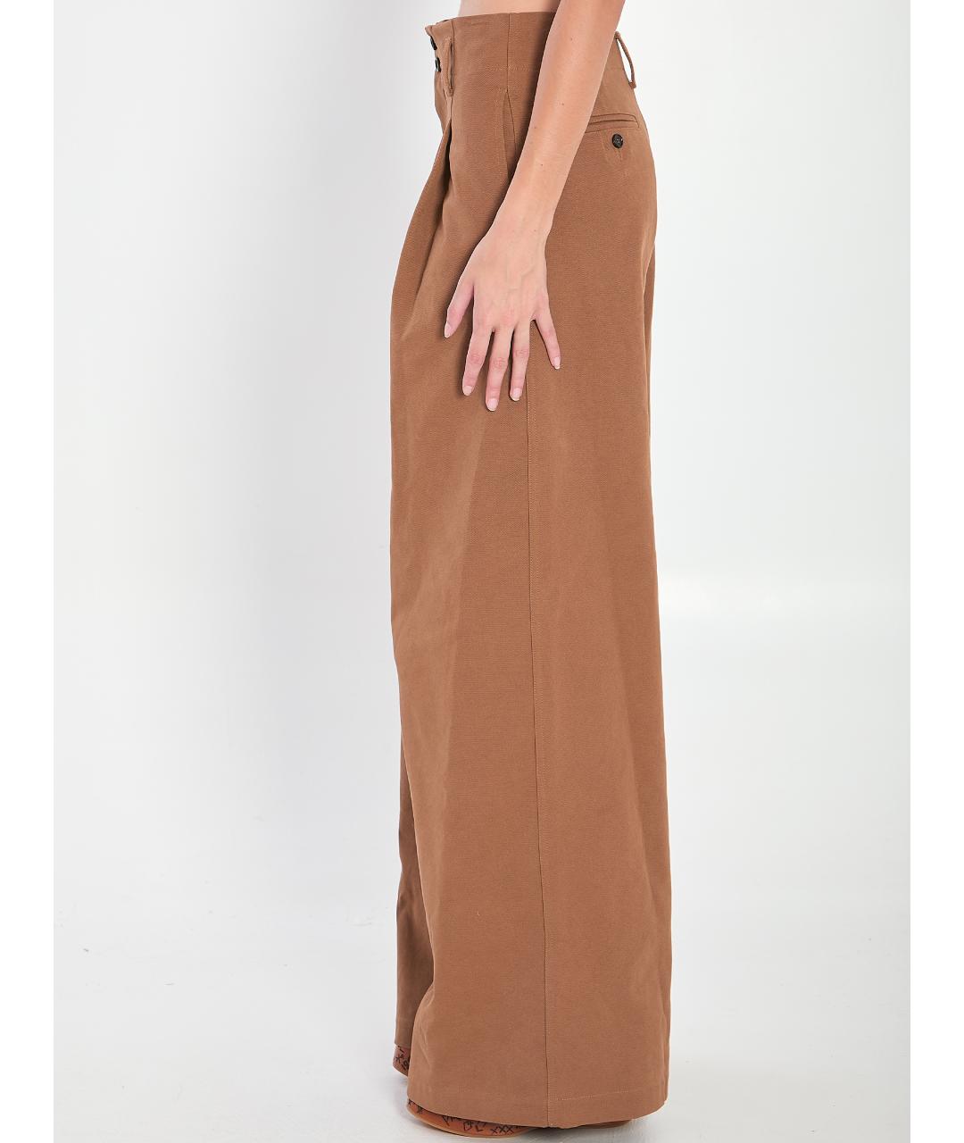 CHLOE Коричневые хлопковые прямые брюки, фото 3