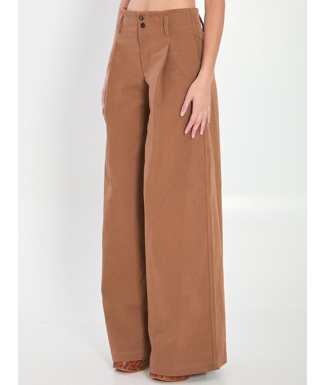 CHLOE Коричневые хлопковые прямые брюки, фото 2