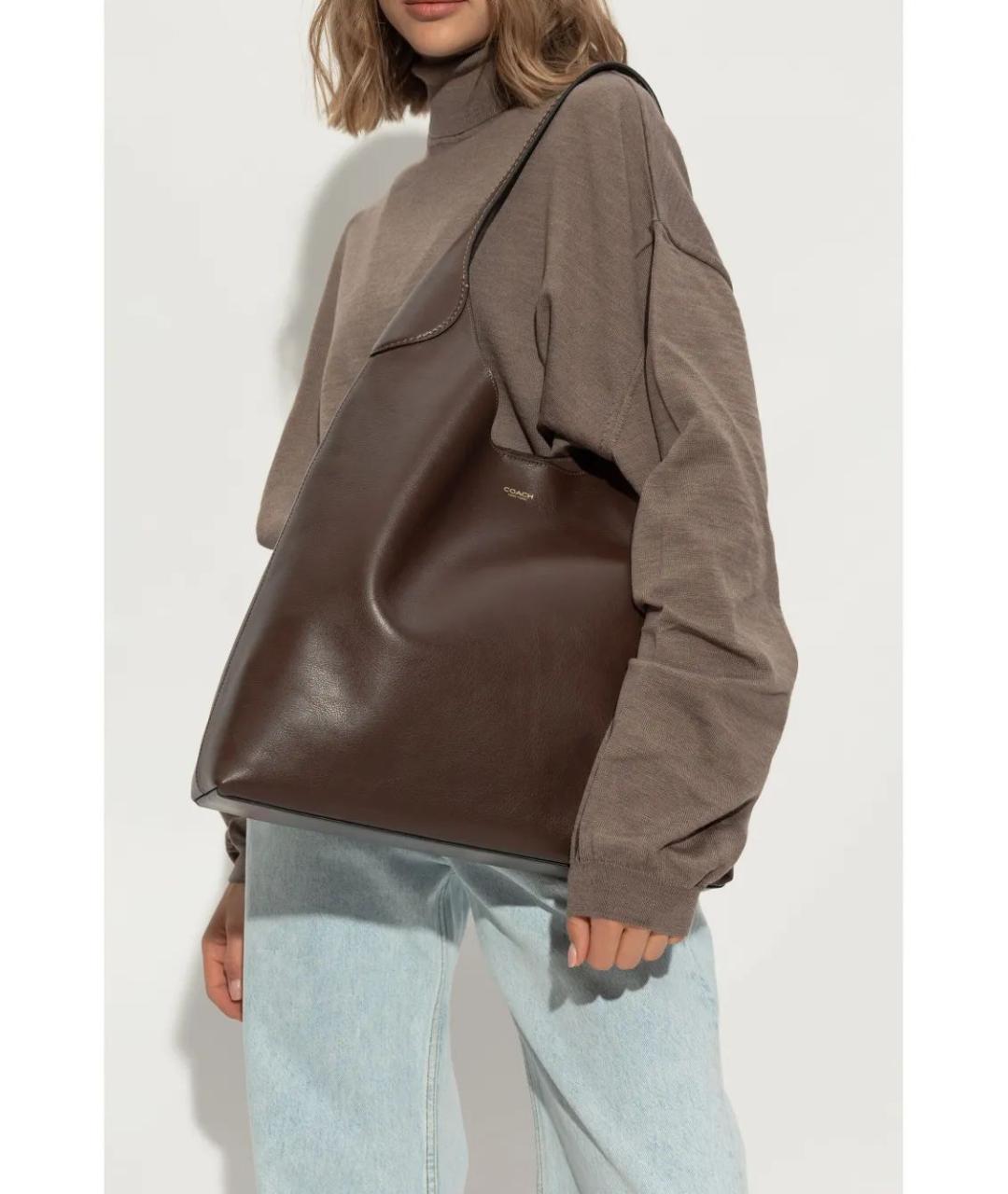COACH Коричневая кожаная сумка тоут, фото 2