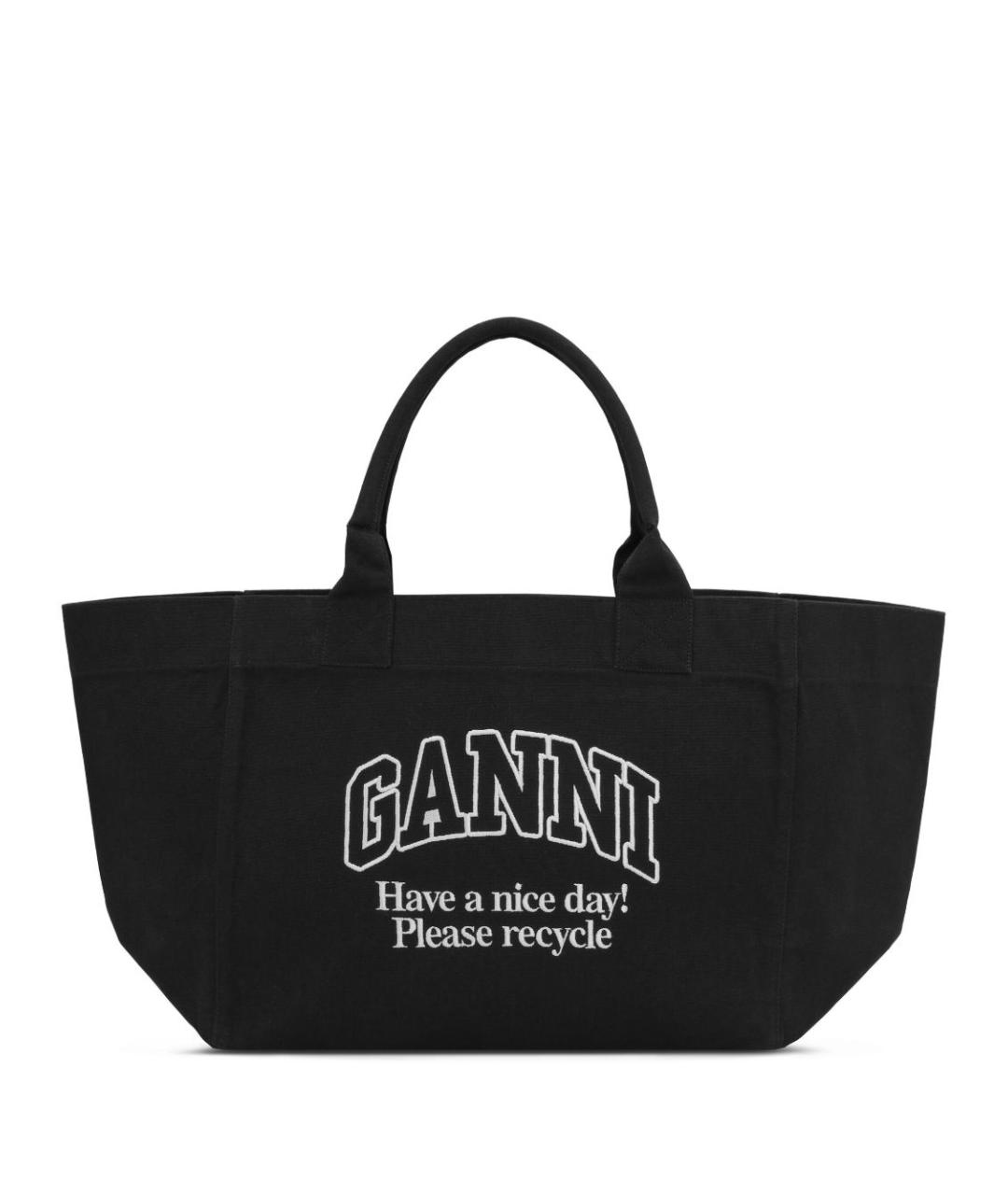 GANNI Черная хлопковая сумка тоут, фото 1