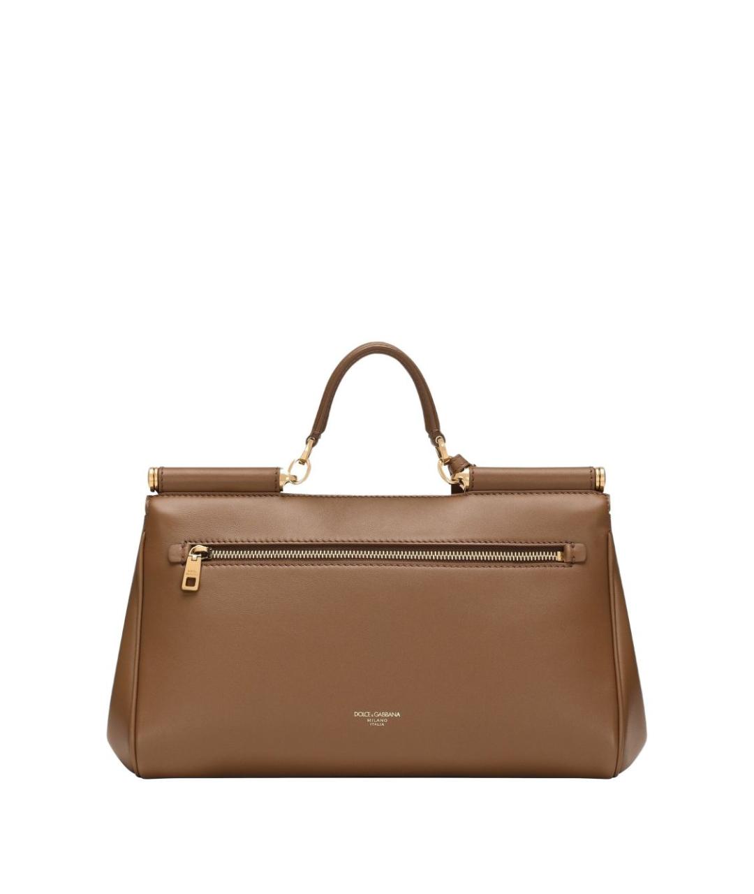 DOLCE&GABBANA Коричневая кожаная сумка с короткими ручками, фото 4