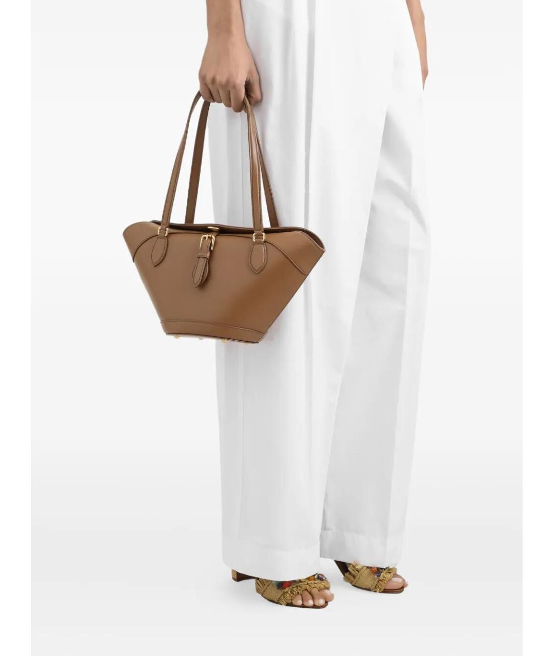 DOLCE&GABBANA Коричневая кожаная сумка тоут, фото 2