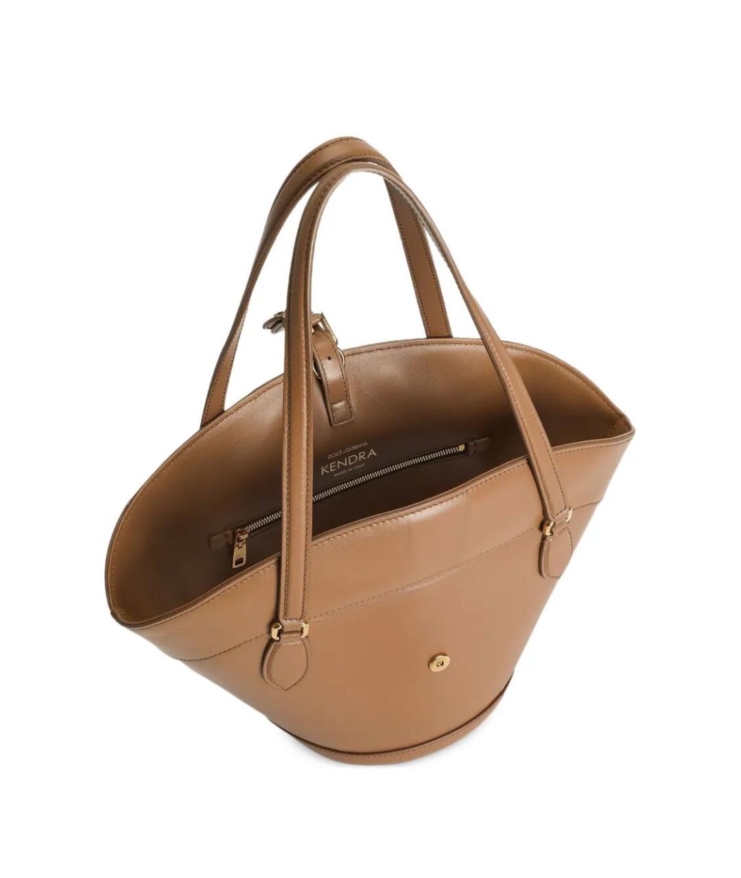 DOLCE&GABBANA Коричневая кожаная сумка тоут, фото 5