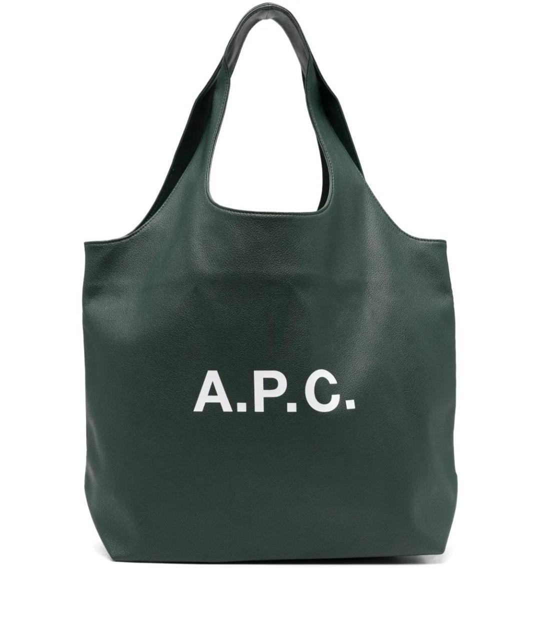 A.P.C. Зеленая синтетическая сумка тоут, фото 1