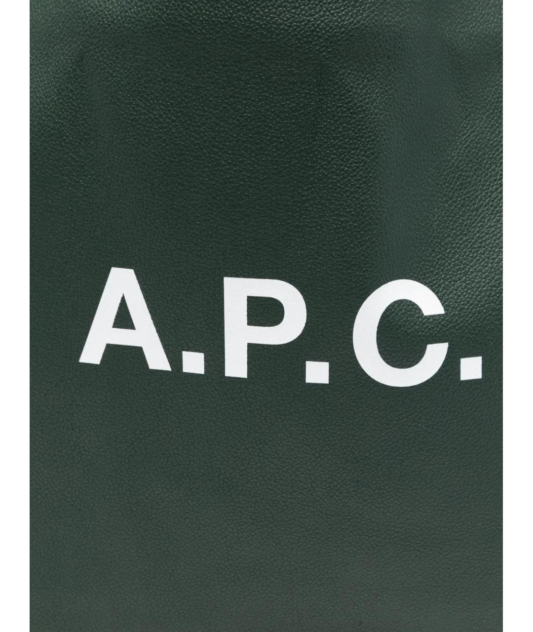 A.P.C. Зеленая синтетическая сумка тоут, фото 4