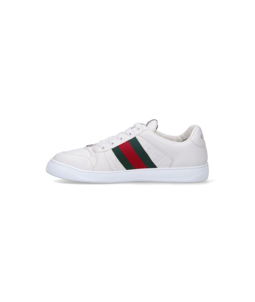 GUCCI Белые кожаные низкие кроссовки / кеды, фото 3