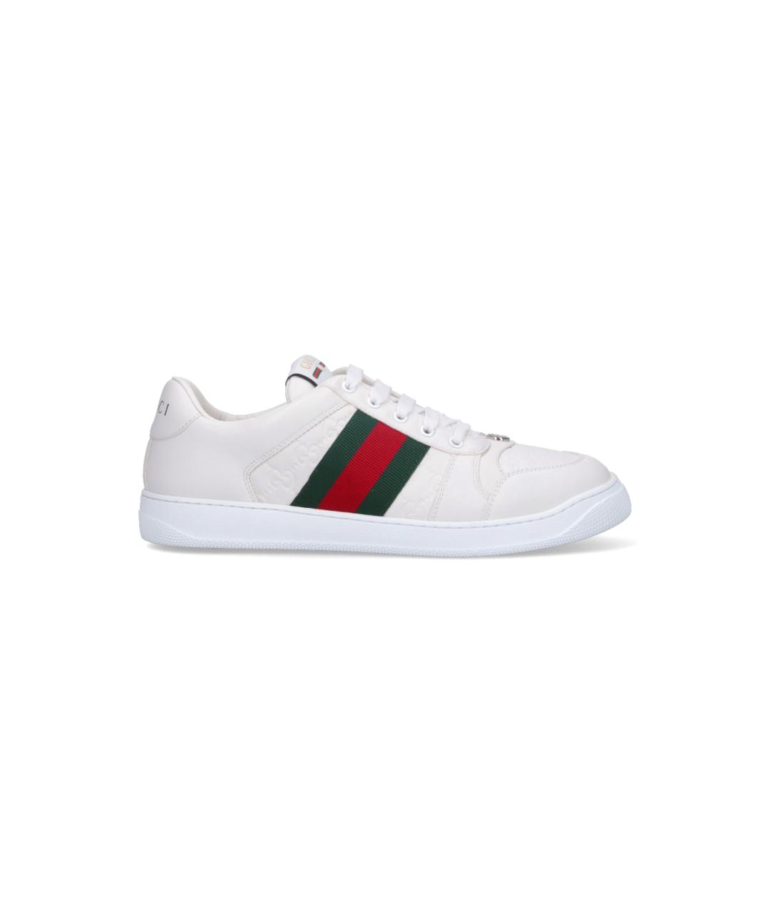 GUCCI Белые кожаные низкие кроссовки / кеды, фото 1