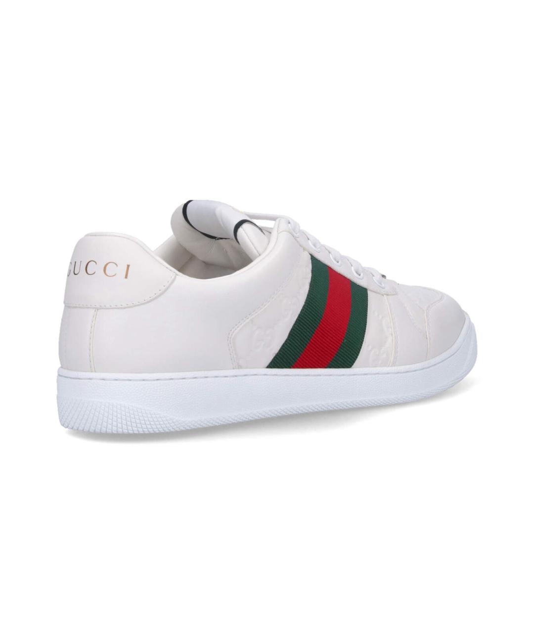 GUCCI Белые кожаные низкие кроссовки / кеды, фото 4