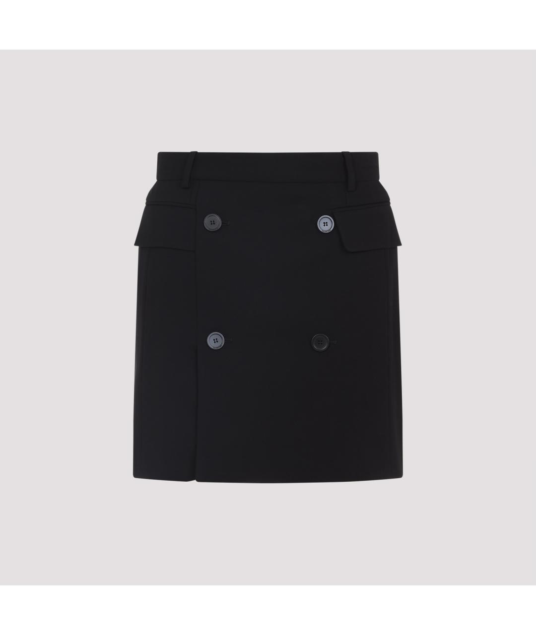 BALENCIAGA Черная шерстяная юбка мини, фото 2