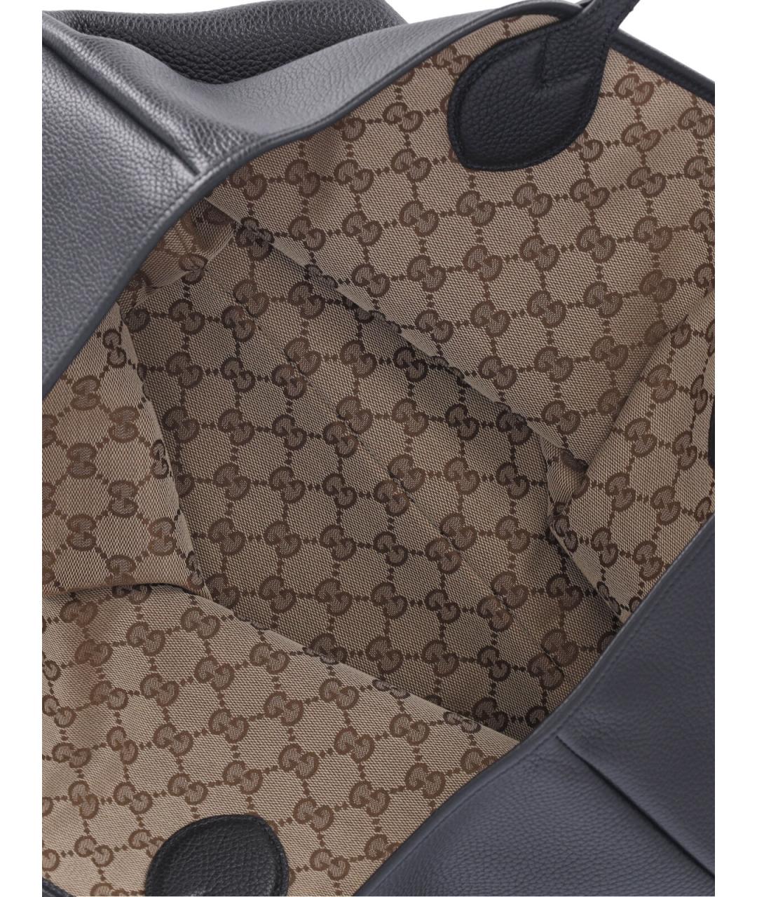 GUCCI Черная кожаная сумка тоут, фото 6