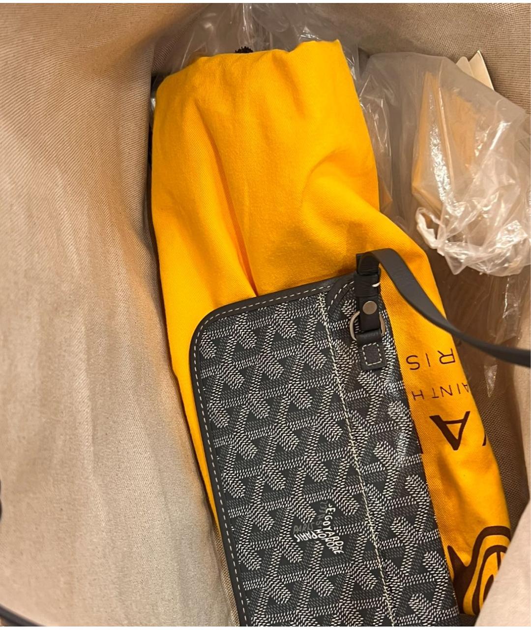 GOYARD Серая кожаная сумка тоут, фото 6