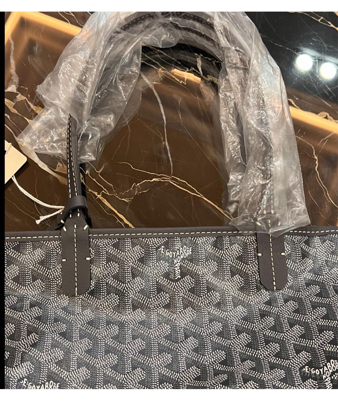 GOYARD Серая кожаная сумка тоут, фото 4
