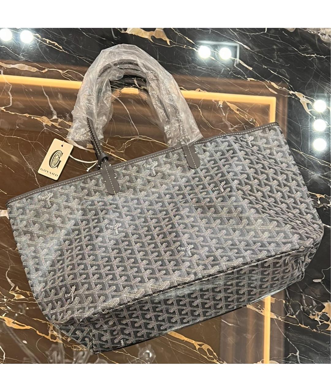 GOYARD Серая кожаная сумка тоут, фото 2