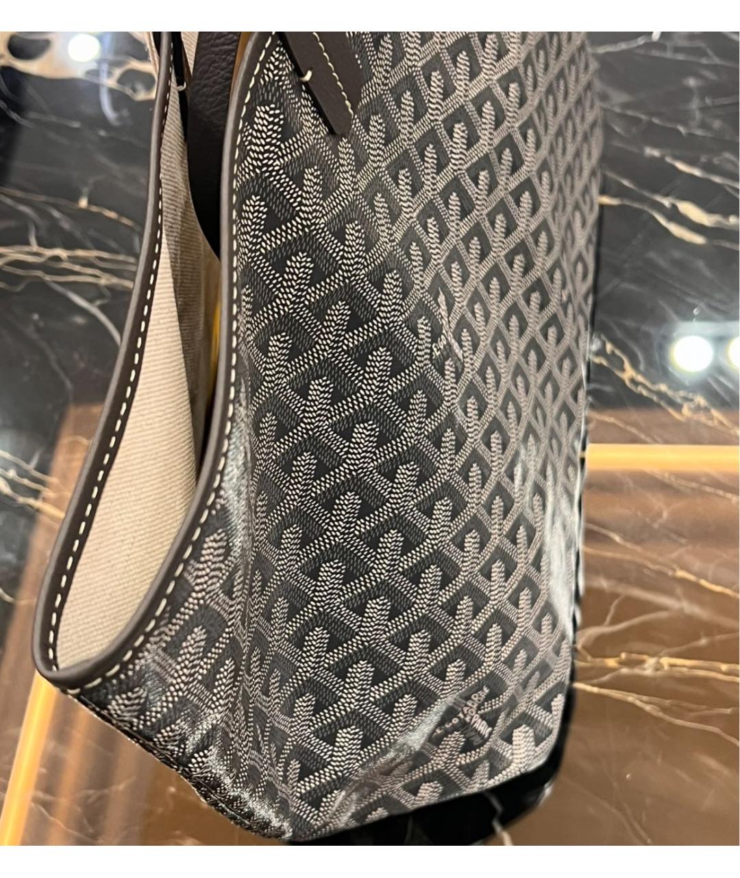 GOYARD Серая кожаная сумка тоут, фото 5