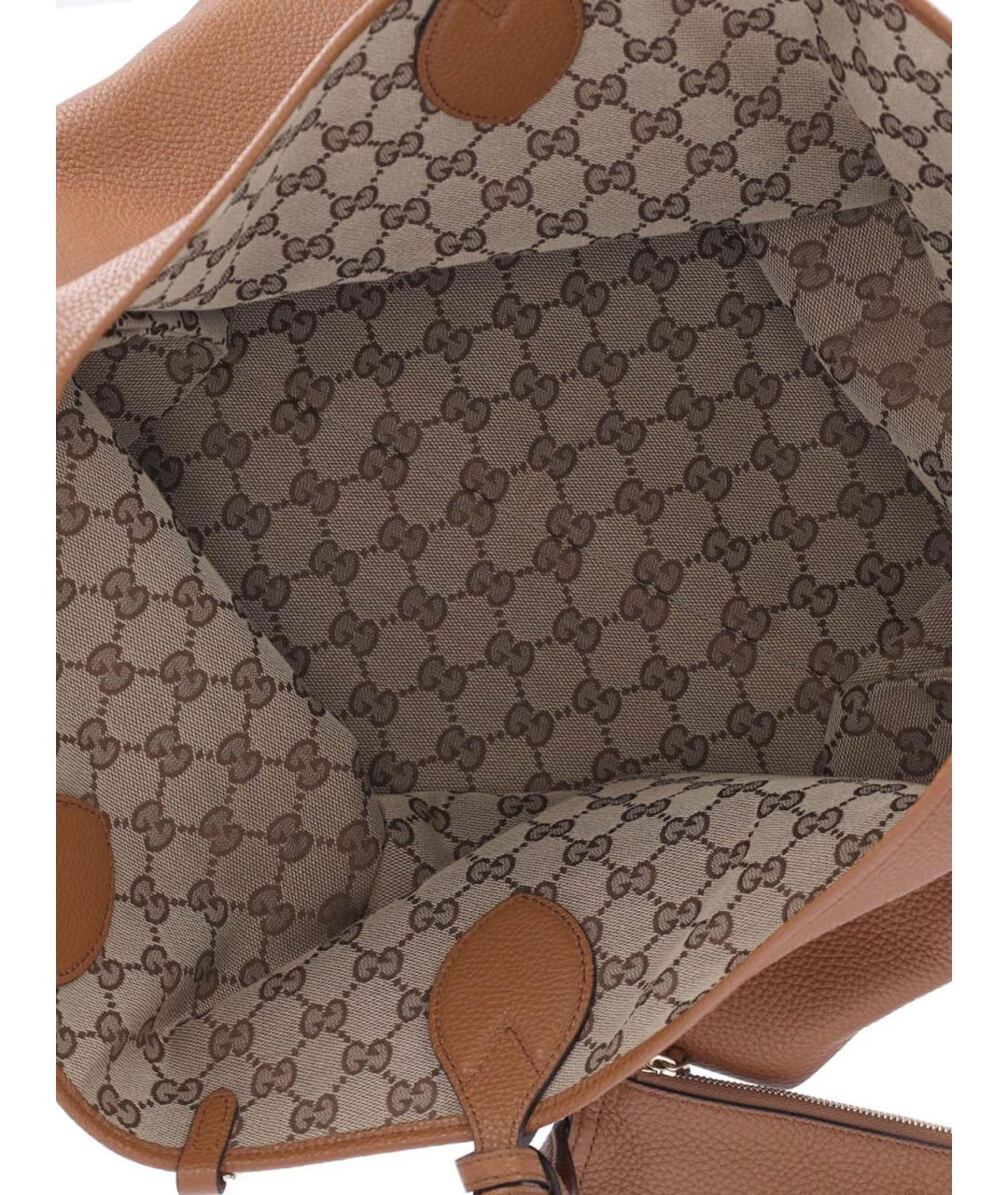 GUCCI Коричневая кожаная сумка тоут, фото 5