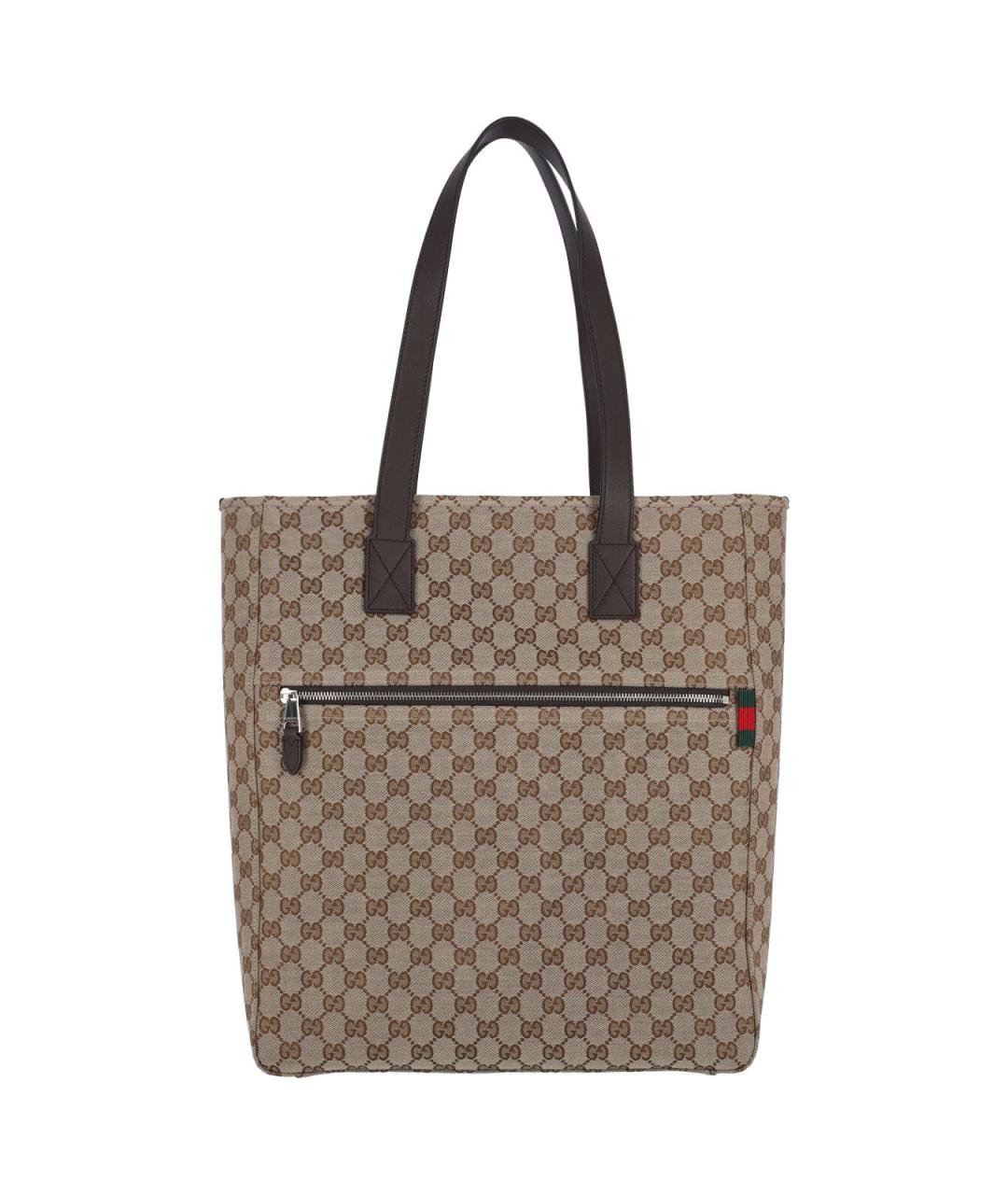 GUCCI Бежевая тканевая сумка тоут, фото 1