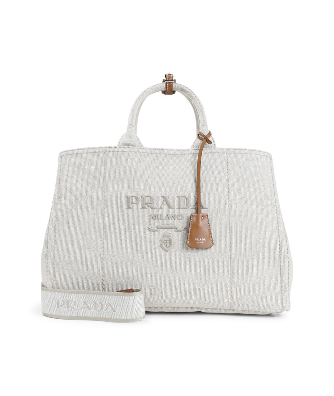 PRADA Бежевая хлопковая сумка тоут, фото 1