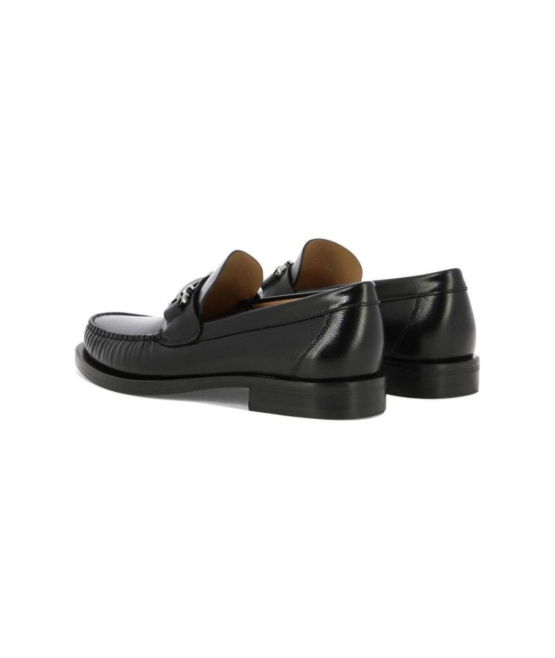 FERRAGAMO Черные кожаные лоферы, фото 4