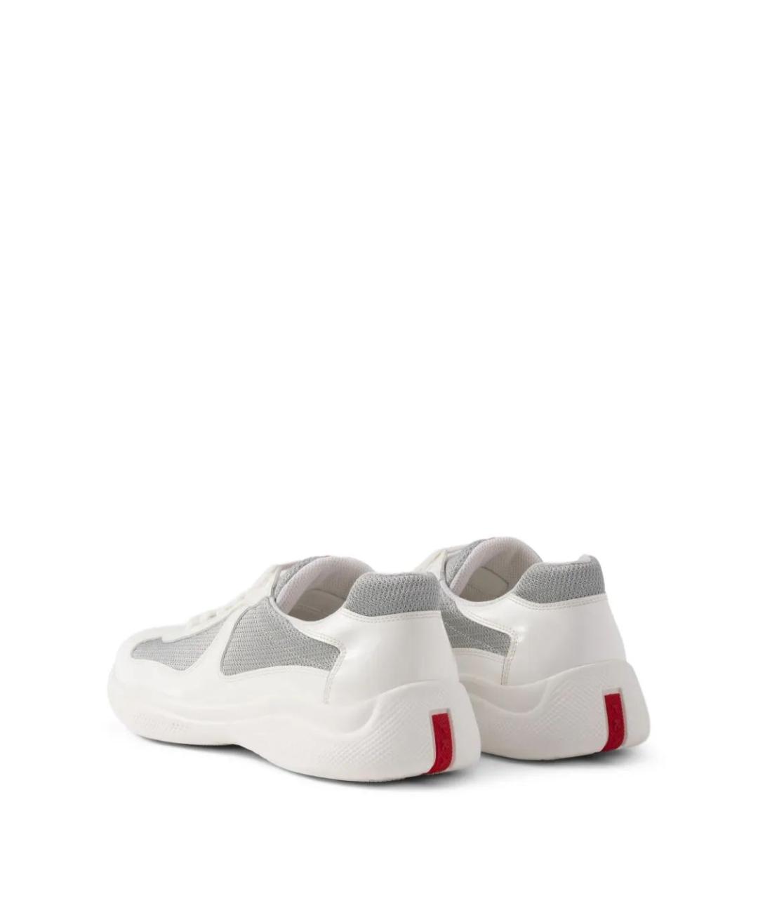 PRADA Белые кожаные низкие кроссовки / кеды, фото 3