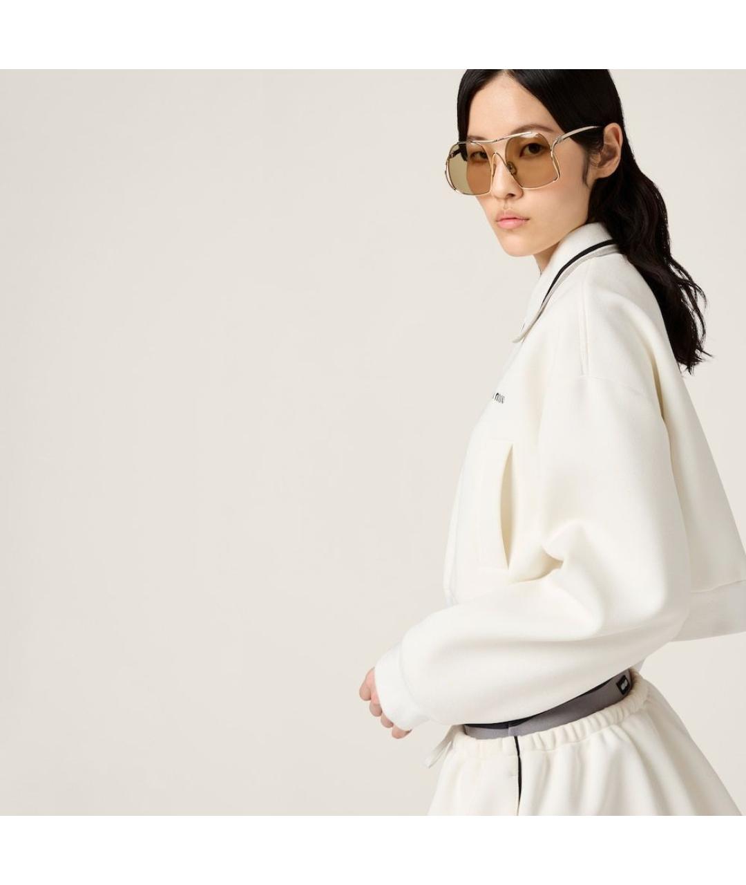 MIU MIU Белая хлопковая куртка, фото 5