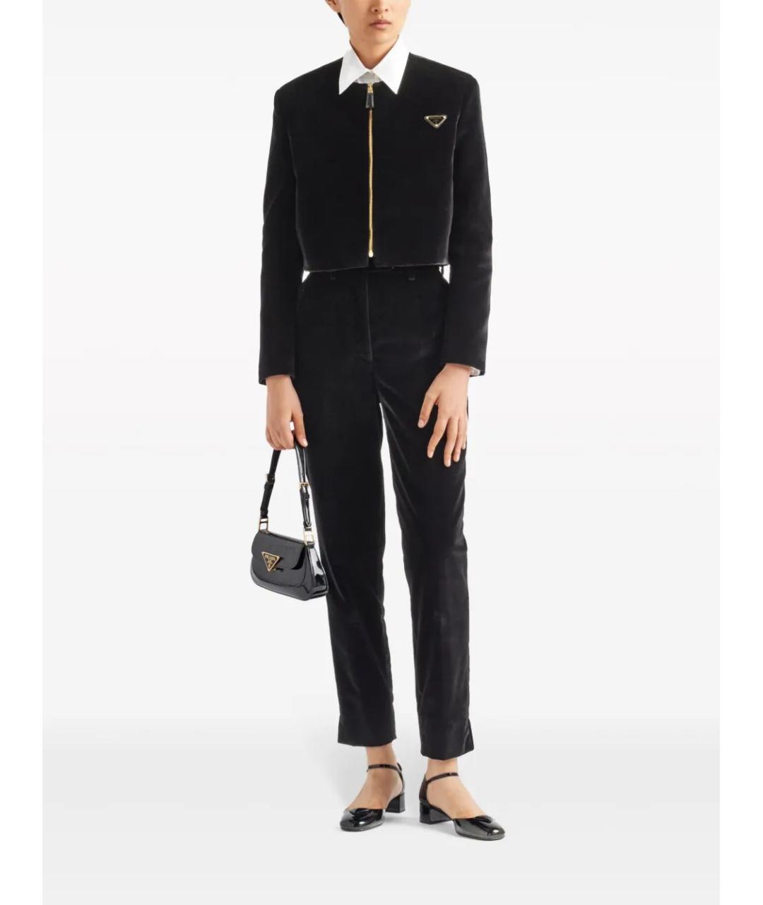 PRADA Черные хлопковые прямые брюки, фото 2