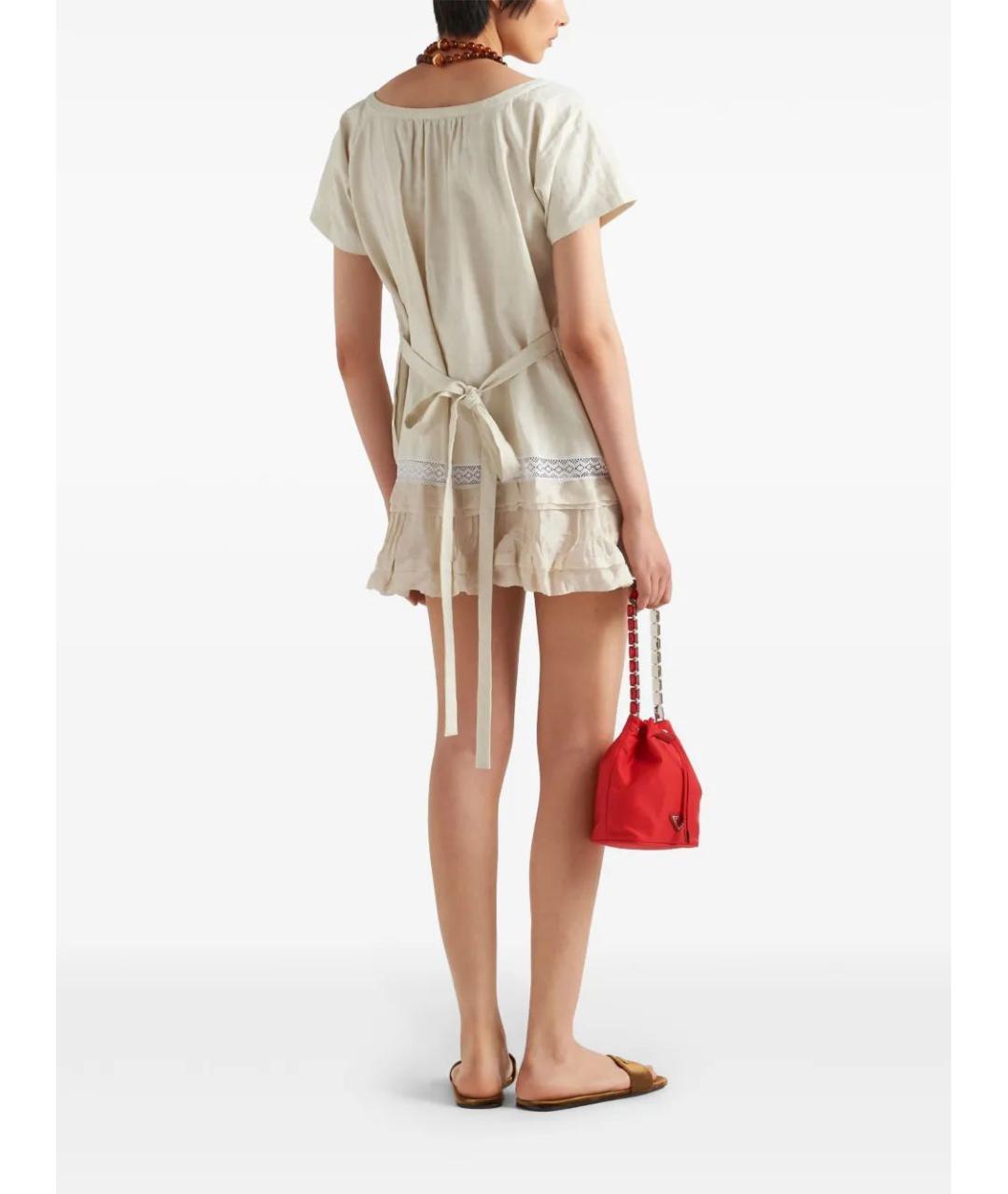 PRADA Белое хлопковое повседневное платье, фото 3