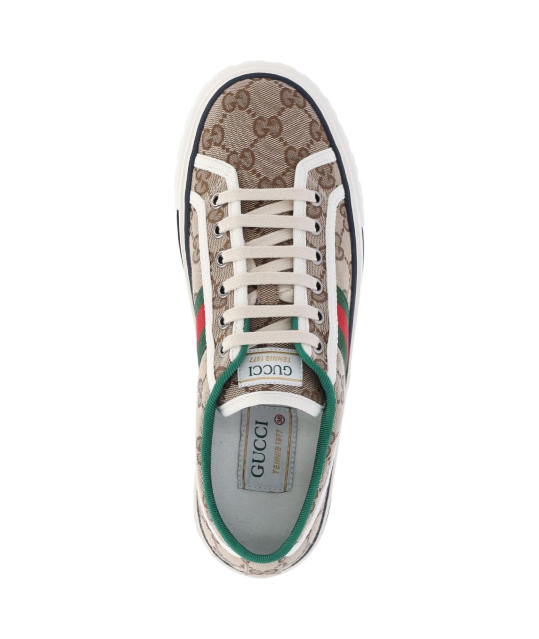 GUCCI Бежевые текстильные кеды, фото 5