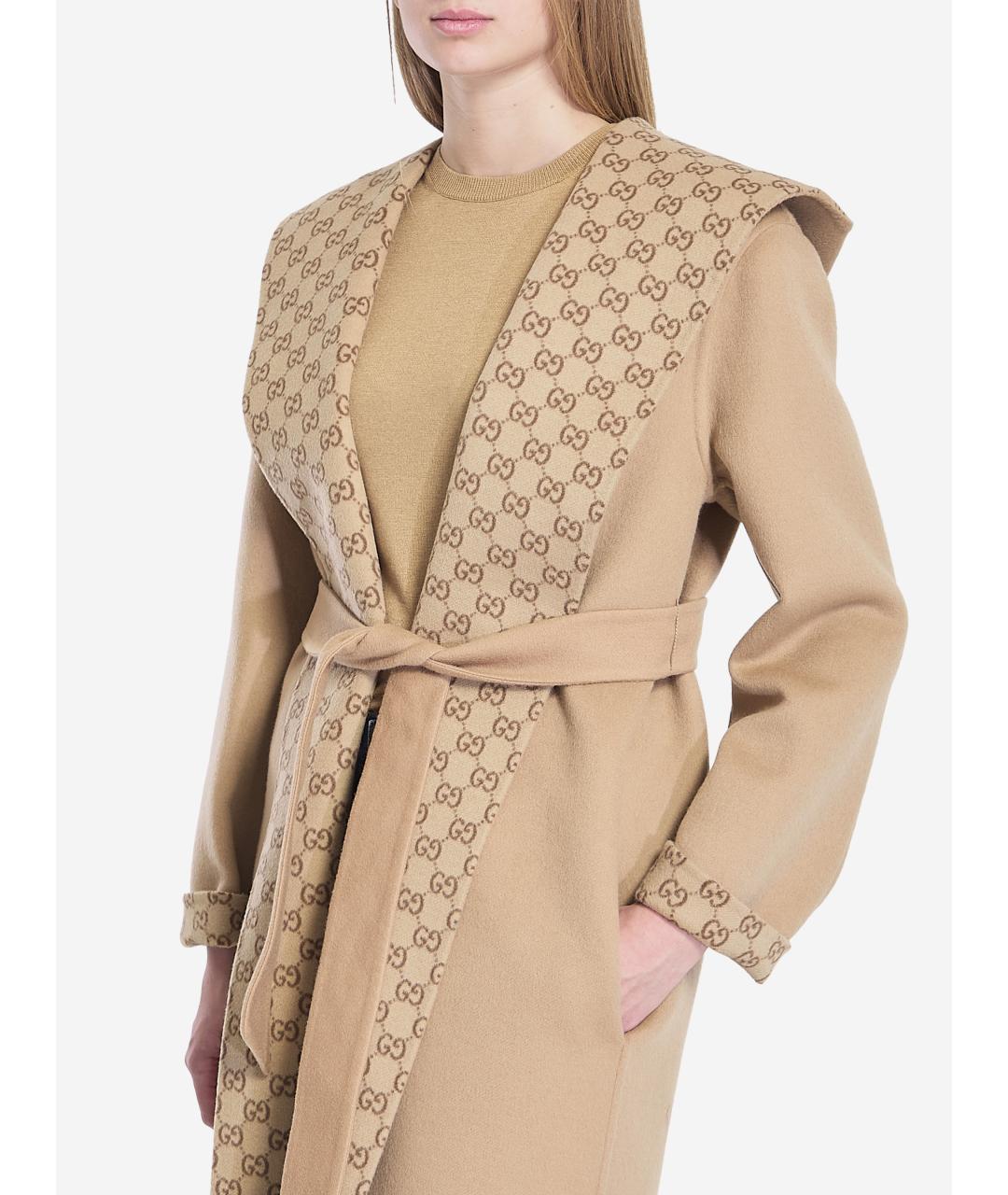 GUCCI Бежевое шерстяное пальто, фото 4