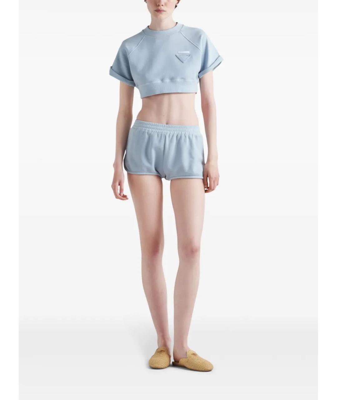 PRADA Голубые хлопковые шорты, фото 3