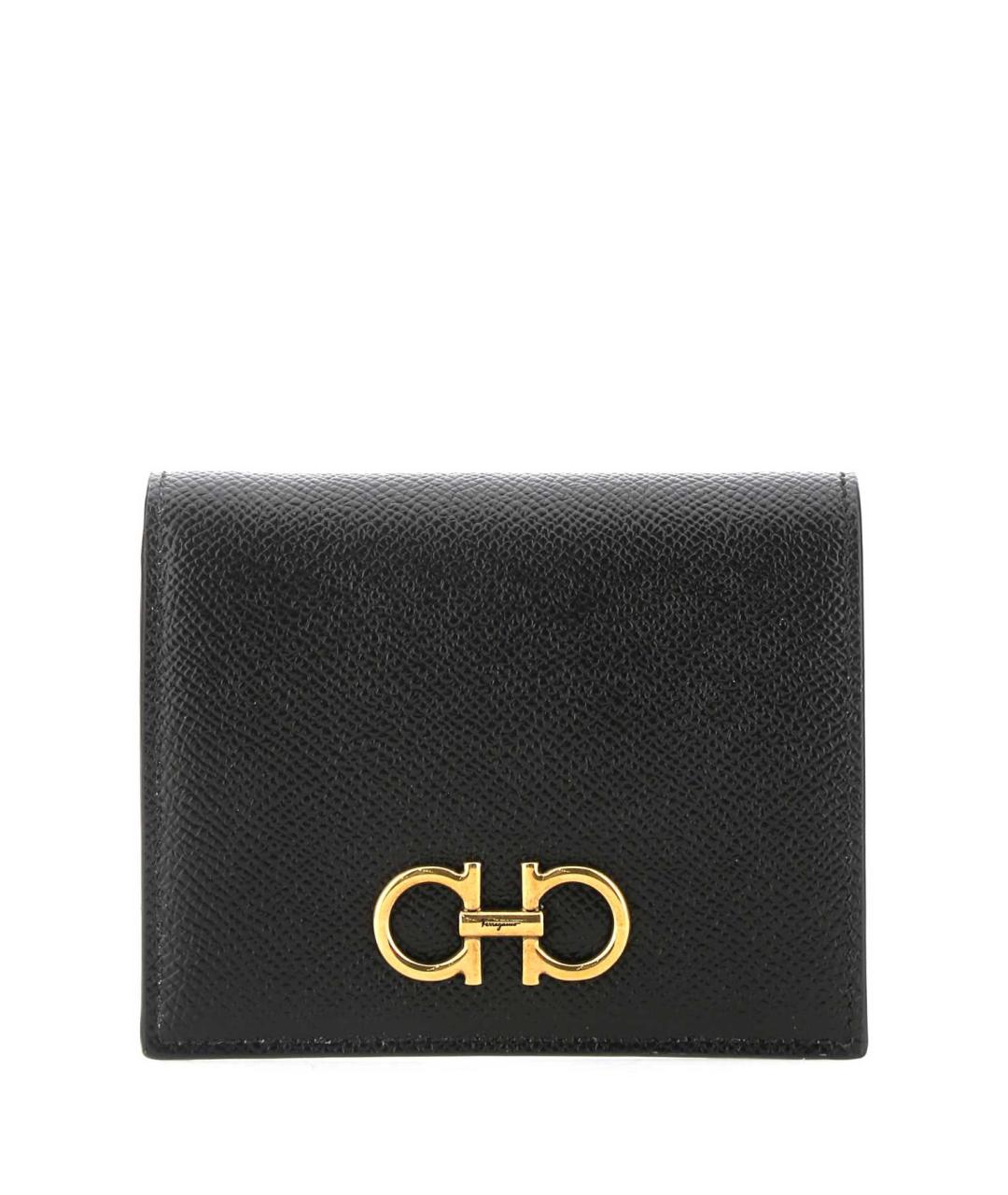 FERRAGAMO Черный кожаный кошелек, фото 1