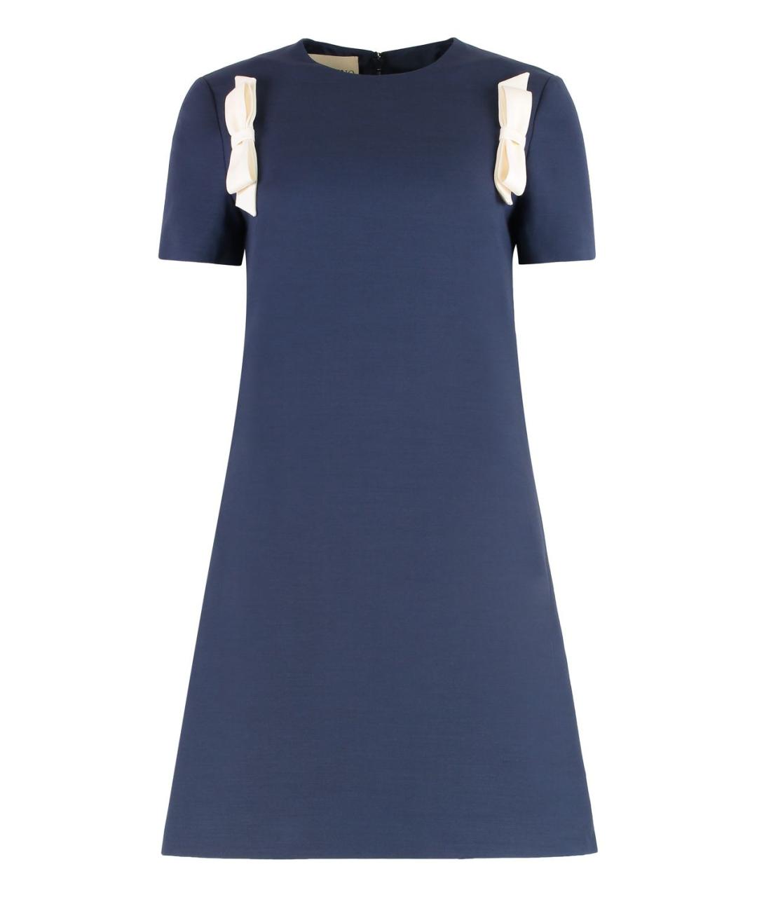 VALENTINO Темно-синее шерстяное повседневное платье, фото 1