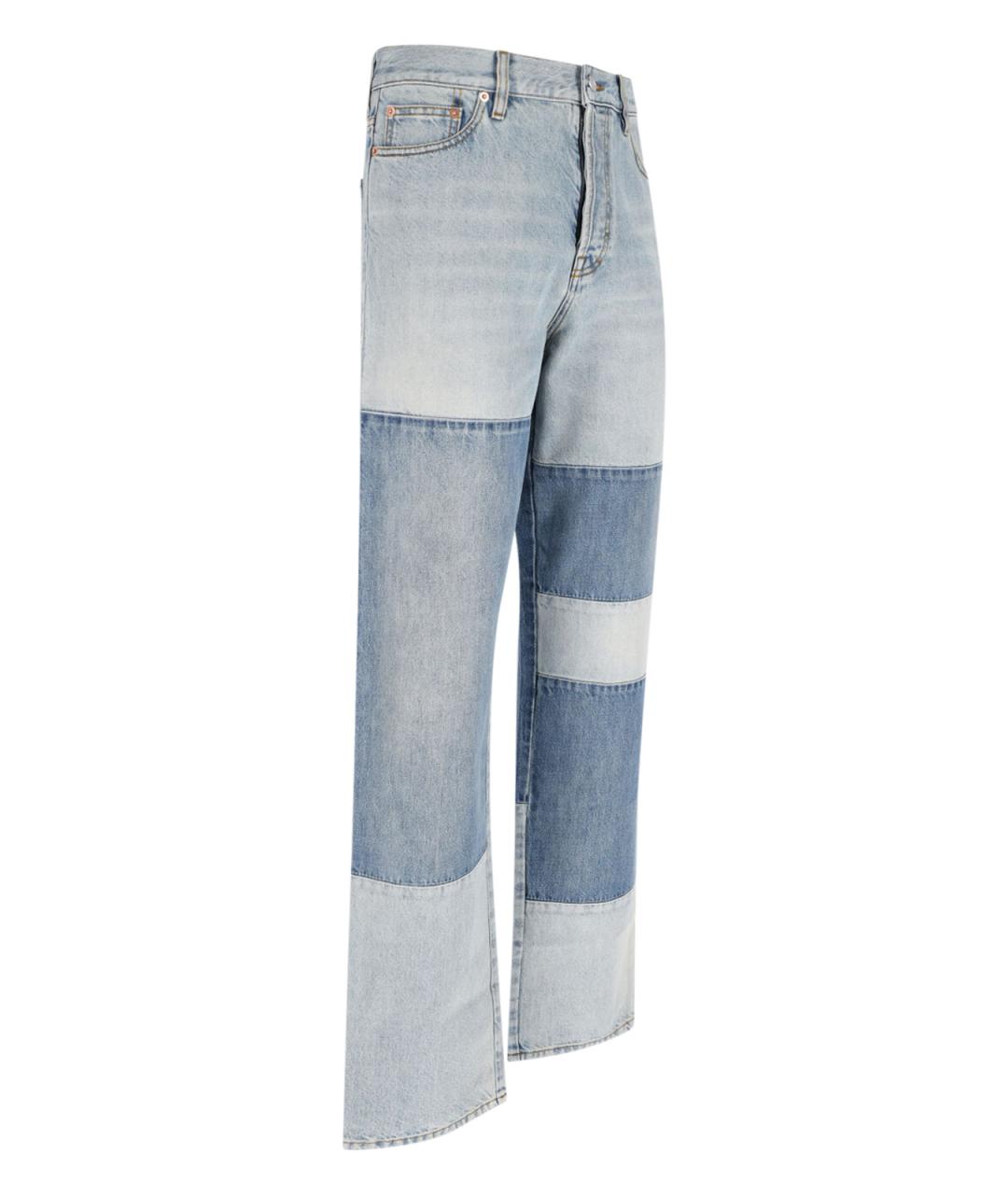 GUCCI Голубые хлопковые прямые джинсы, фото 3