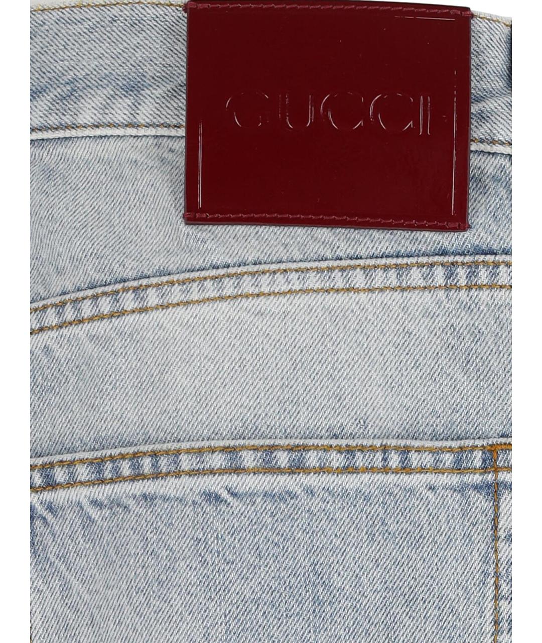 GUCCI Голубые хлопковые прямые джинсы, фото 4