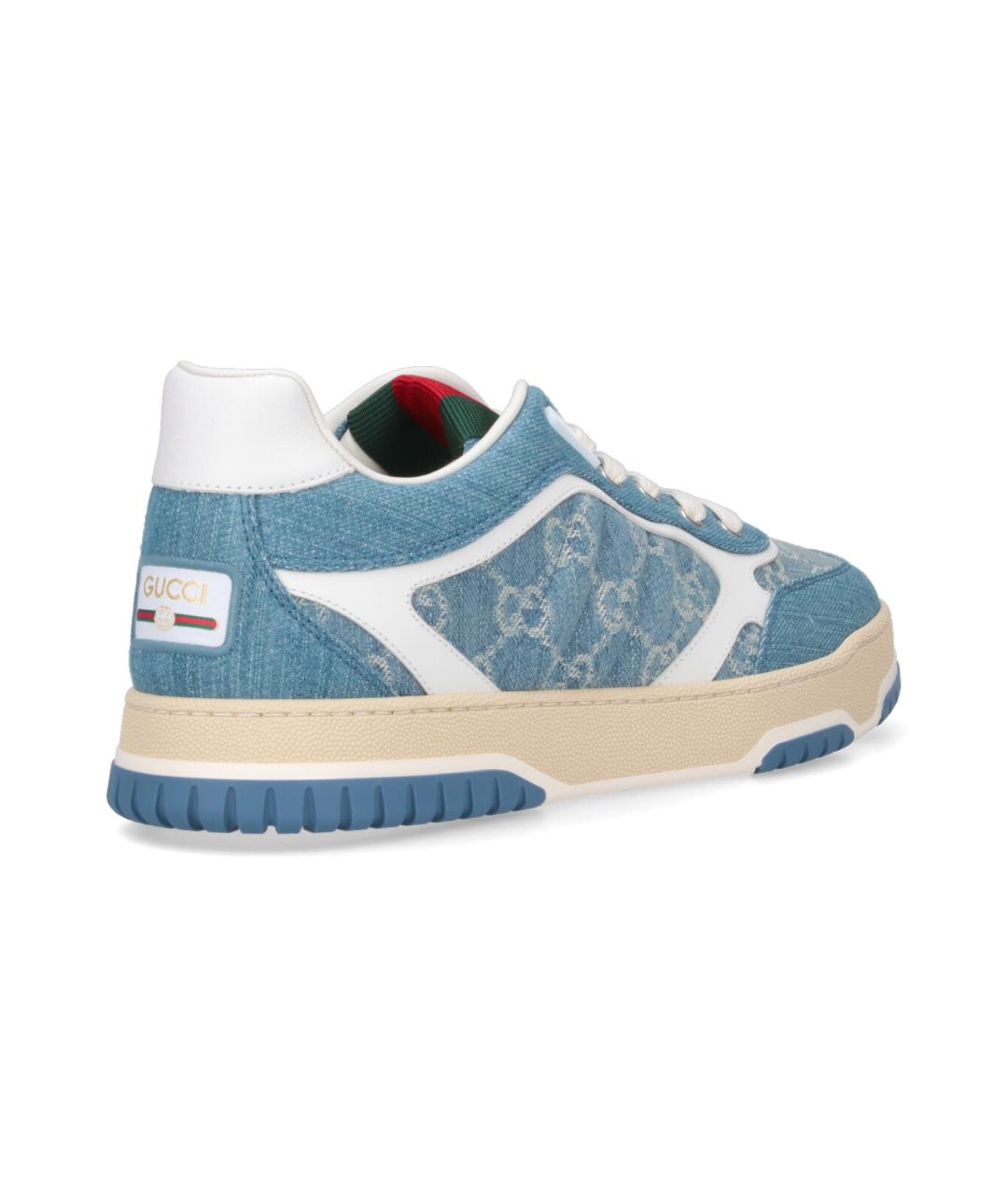 GUCCI Голубые текстильные низкие кроссовки / кеды, фото 4