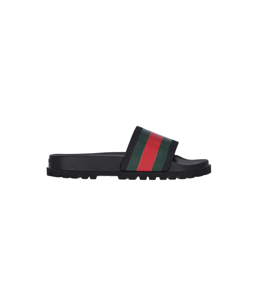 GUCCI Черные резиновые сандалии, фото 1