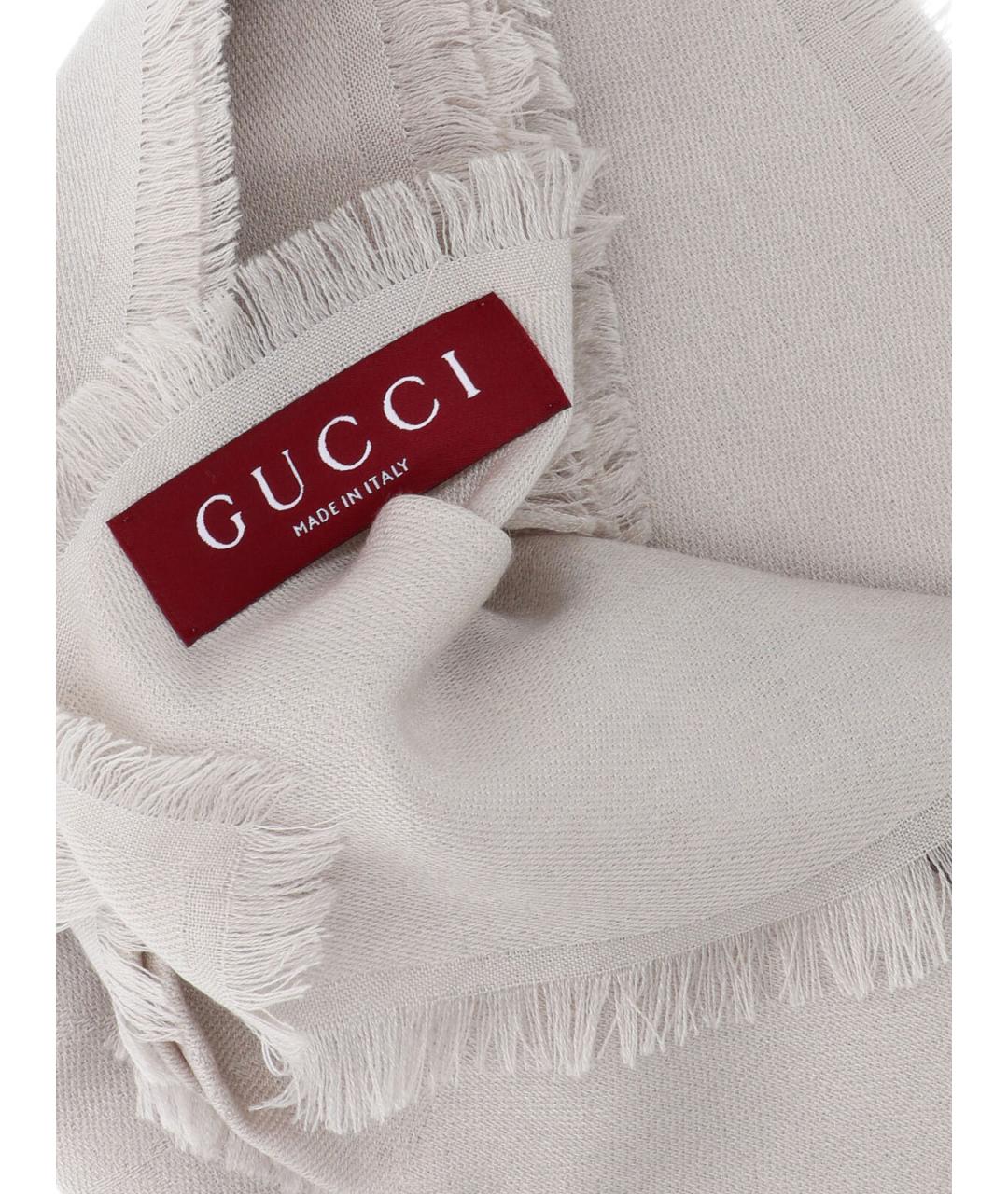 GUCCI Серый шерстяной шарф, фото 3