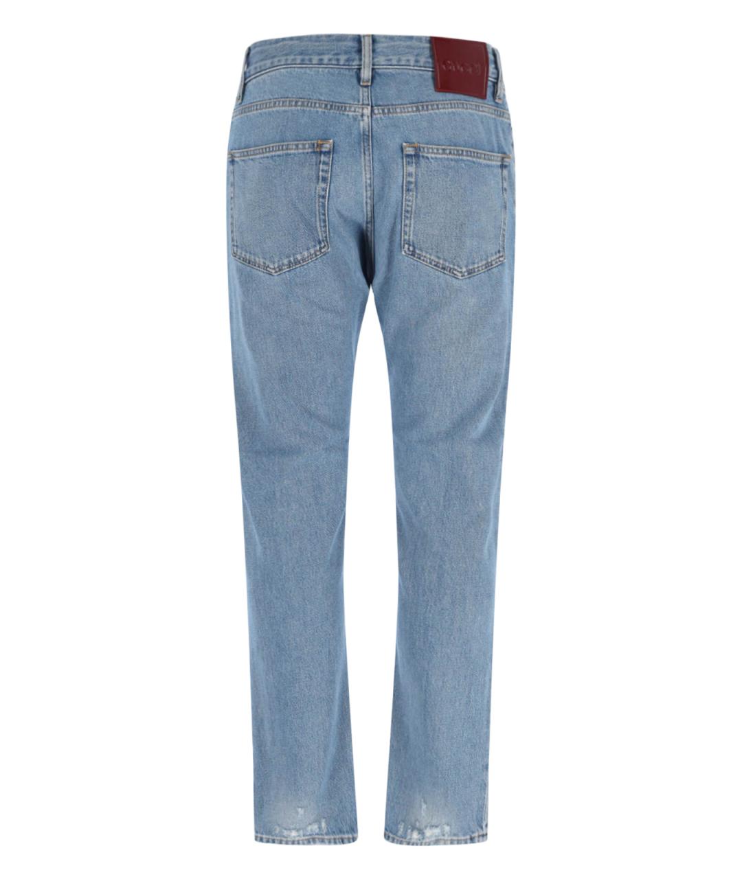 GUCCI Голубые хлопковые прямые джинсы, фото 2