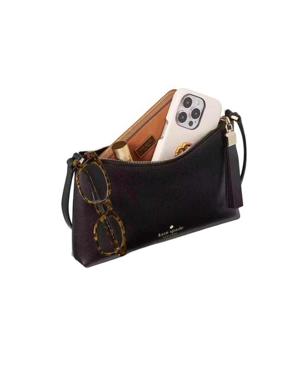 KATE SPADE Черная кожаная сумка через плечо, фото 4