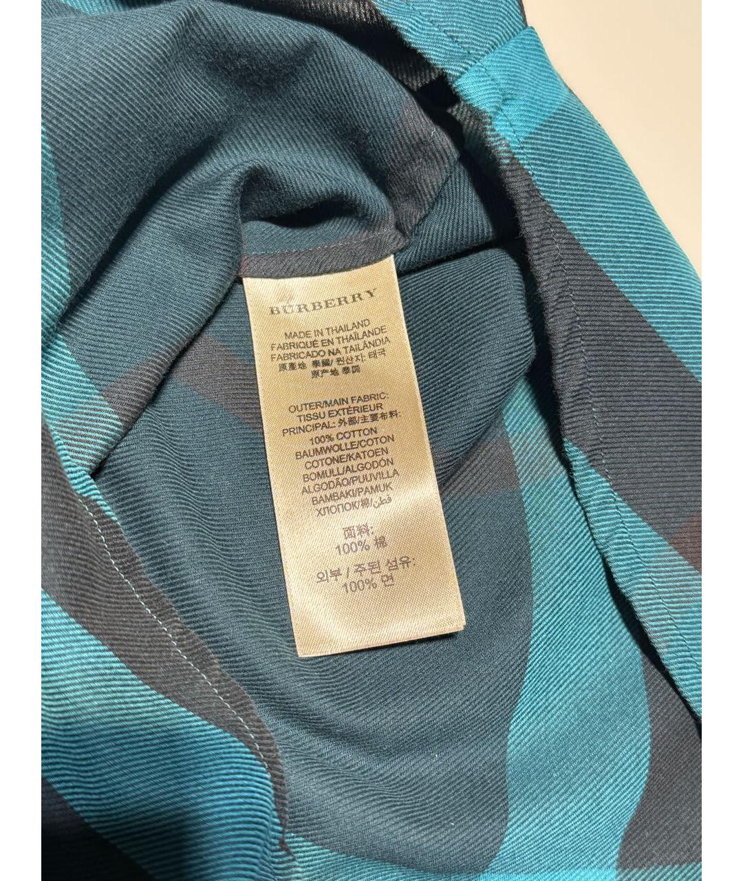 BURBERRY Бирюзовая хлопковая рубашка, фото 7