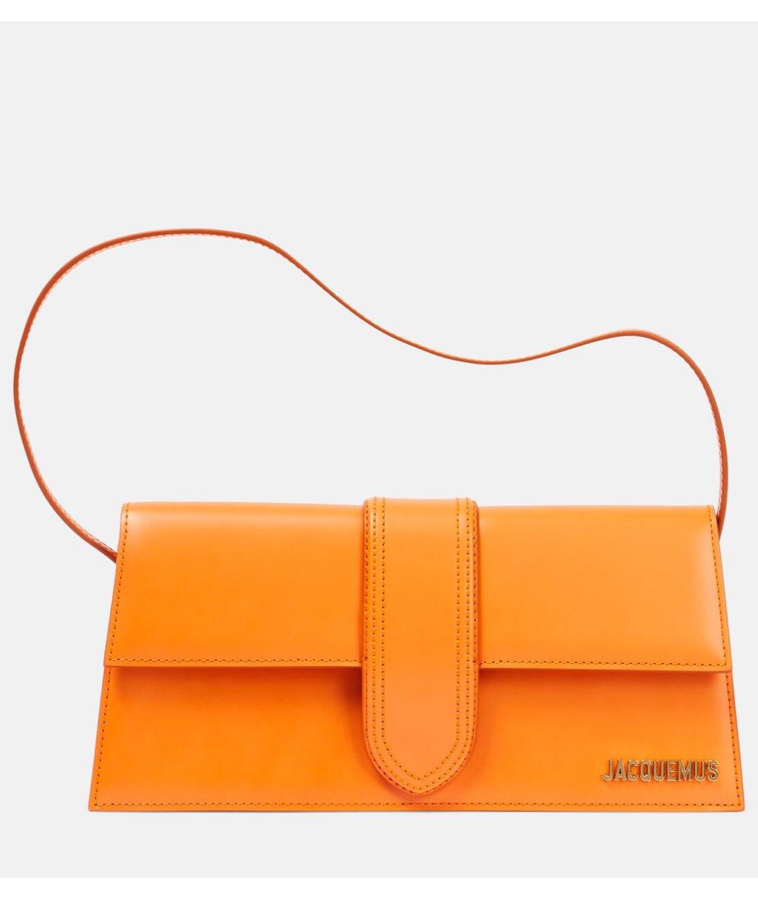 JACQUEMUS Оранжевая кожаная сумка с короткими ручками, фото 6