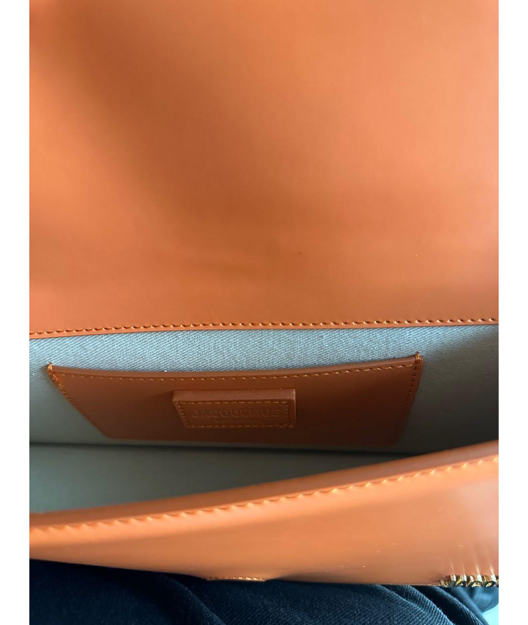 JACQUEMUS Оранжевая кожаная сумка с короткими ручками, фото 4