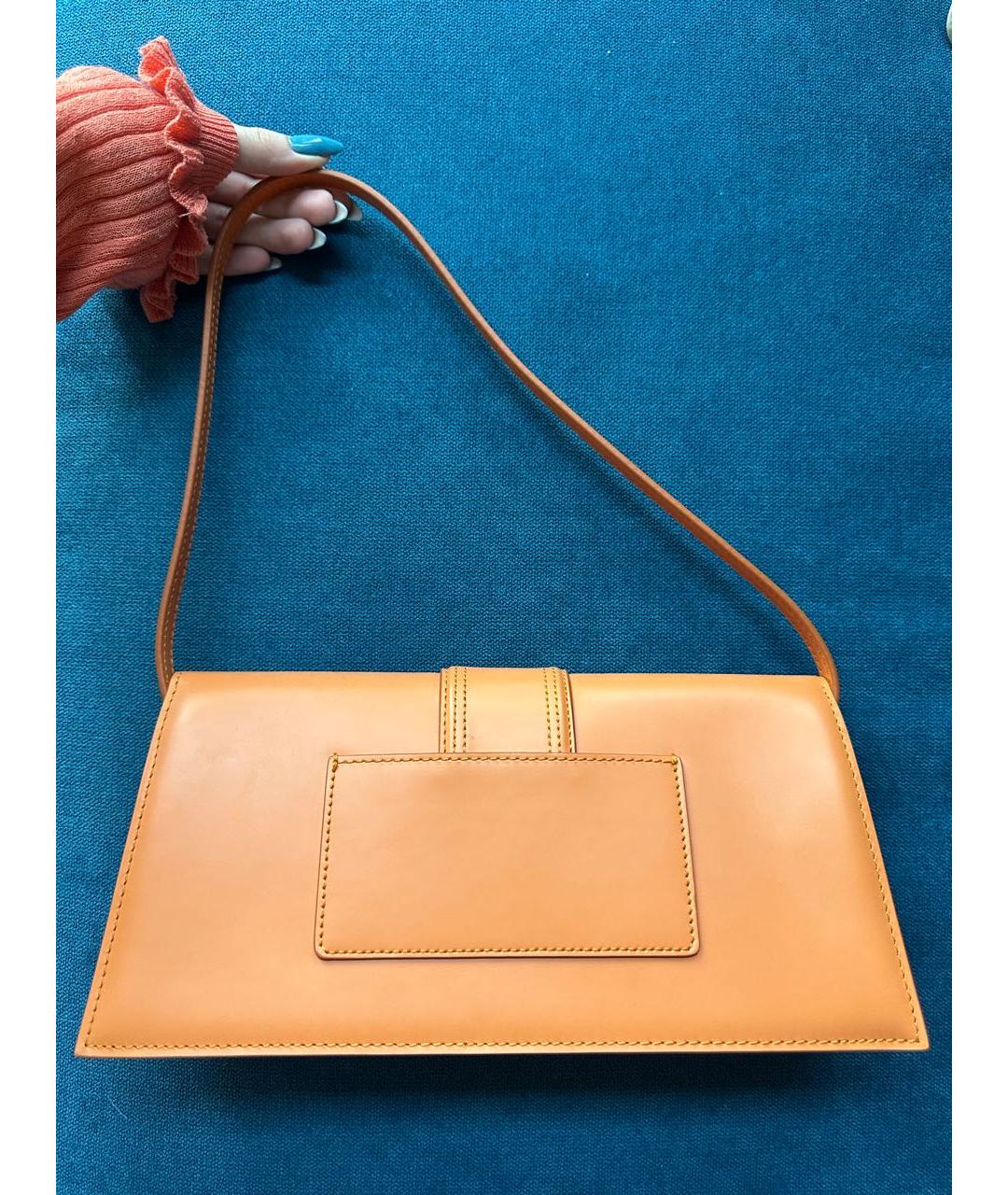 JACQUEMUS Оранжевая кожаная сумка с короткими ручками, фото 3