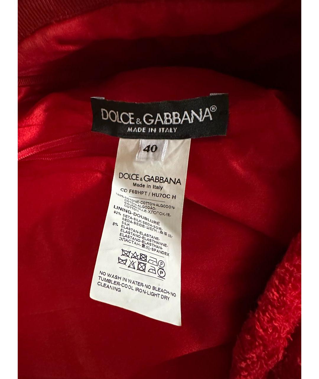 DOLCE&GABBANA Красное хлопковое коктейльное платье, фото 5