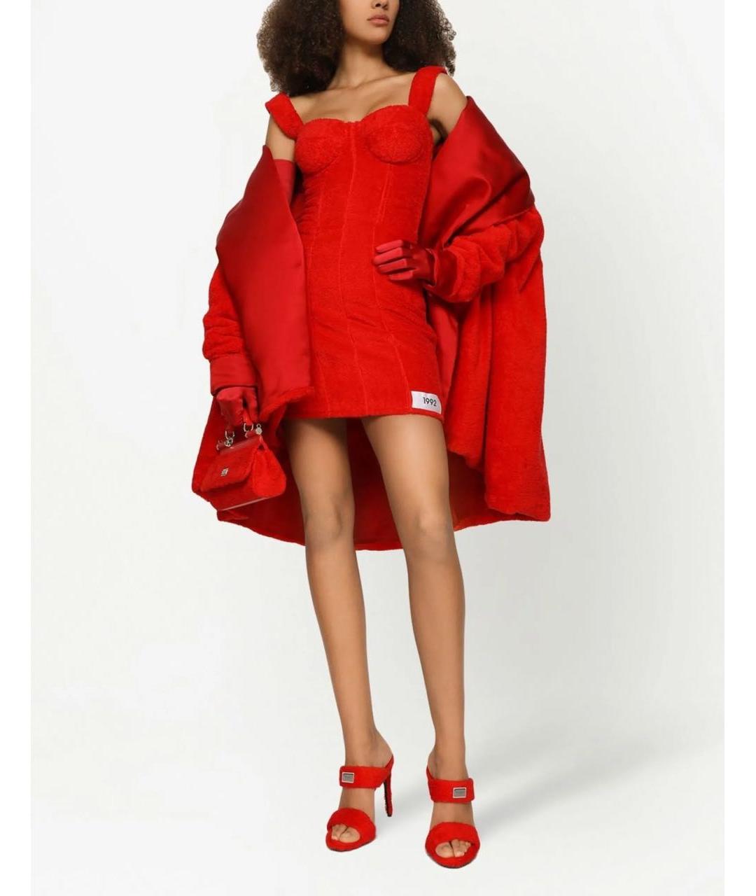 DOLCE&GABBANA Красное хлопковое коктейльное платье, фото 6