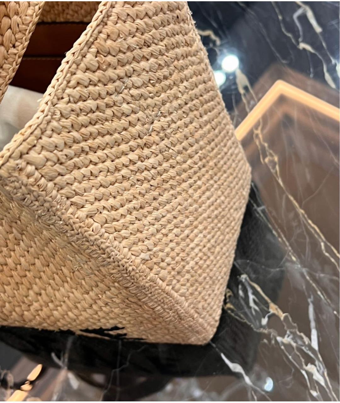 LOEWE Бежевая пелетеная пляжная сумка, фото 5