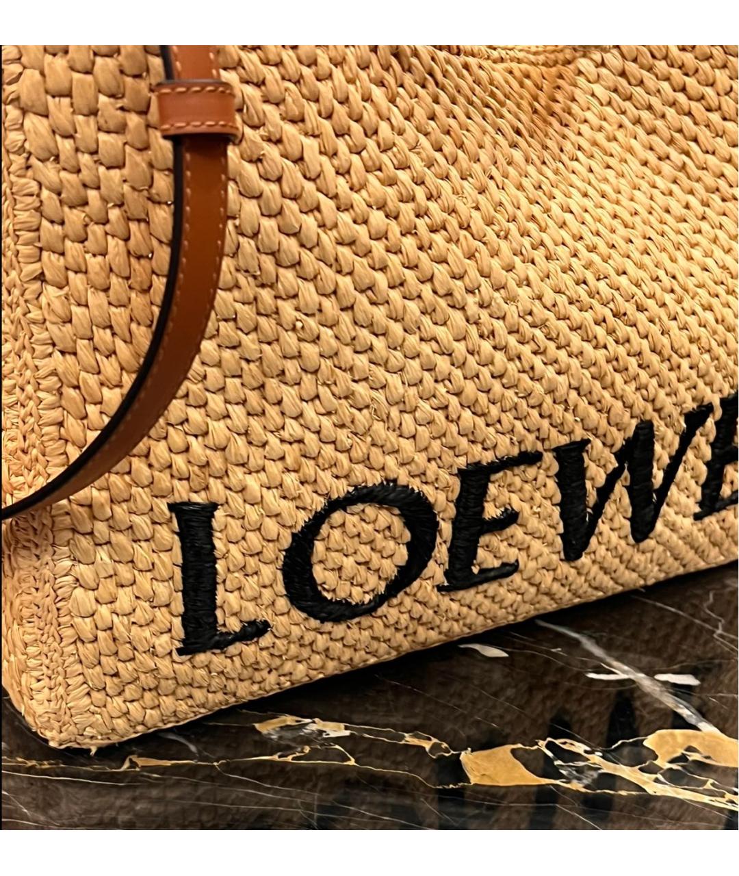 LOEWE Бежевая пелетеная пляжная сумка, фото 2