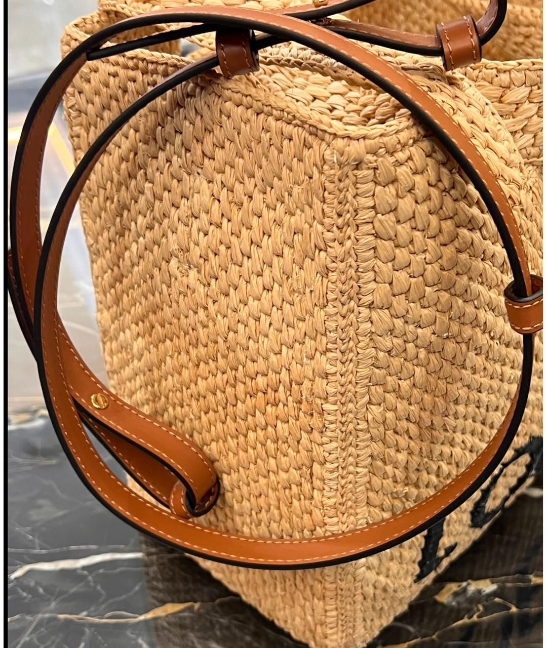 LOEWE Бежевая пелетеная пляжная сумка, фото 3