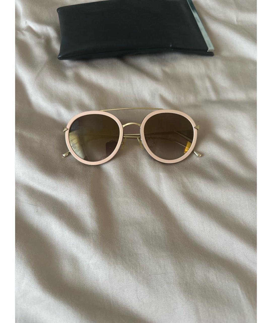 FENDI Бежевые металлические солнцезащитные очки, фото 5